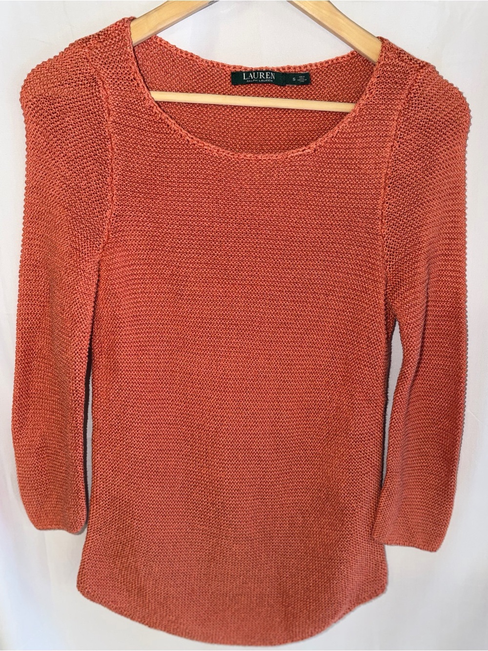 Lauren-Ralph Lauren Scoop Neck Knit Sweater in Rust Orange